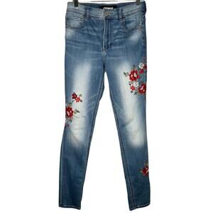 Express Embroidered Floral High Rise Legging Stretch Jeans Size 2R